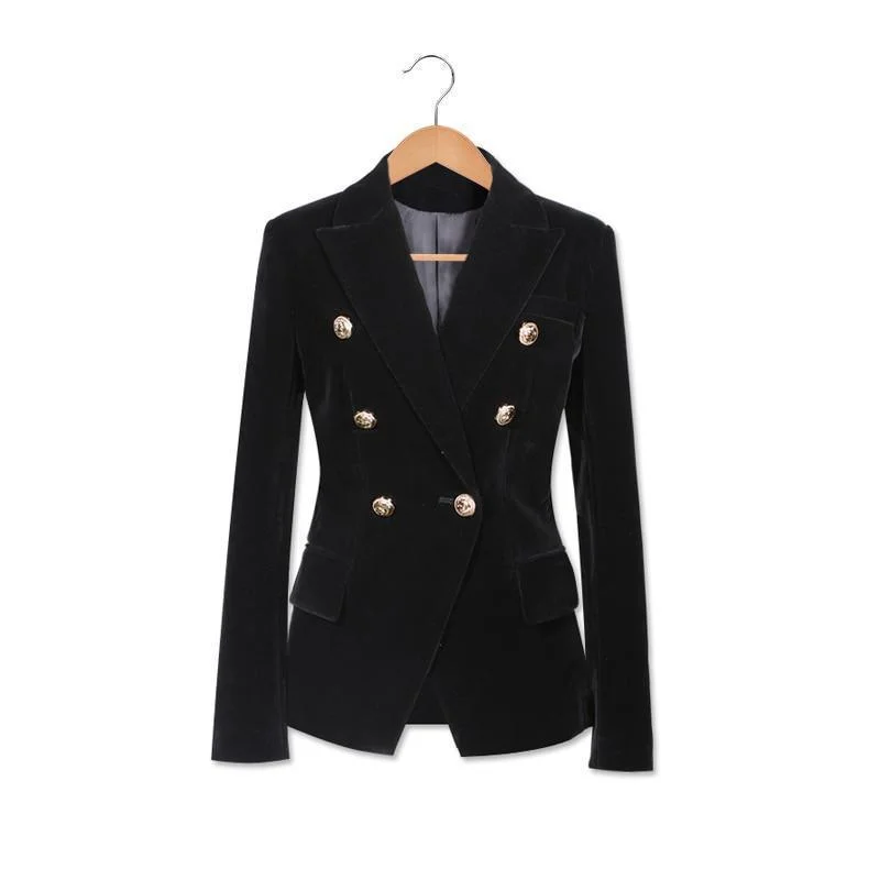 Women Blazer, Velvet Blazer Double Breasted