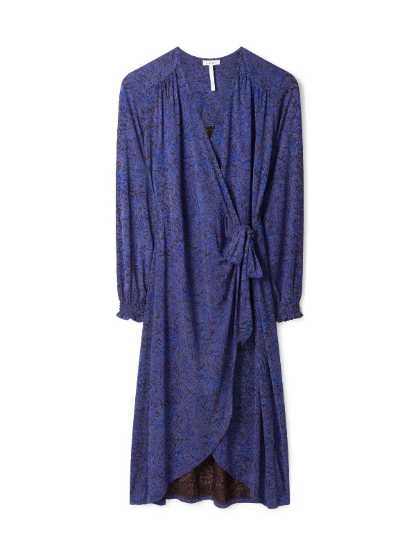 Adoette Lenzing™ Ecovero™ Printed Wrap Dress - Dark Sapphire Blue