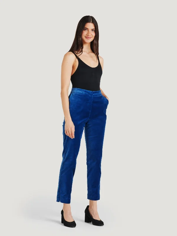 Alleegra Organic Cotton Velvet Trouser - Dark Sapphire Blue