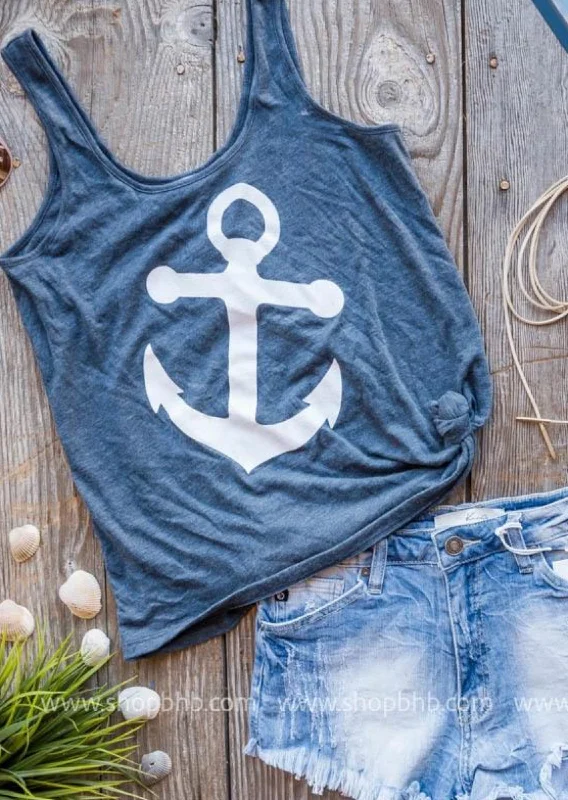 Anchor Tank Top - Navy**