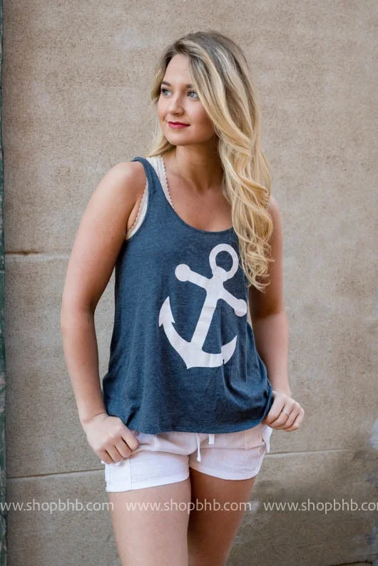 Anchor Tank Top - Navy**