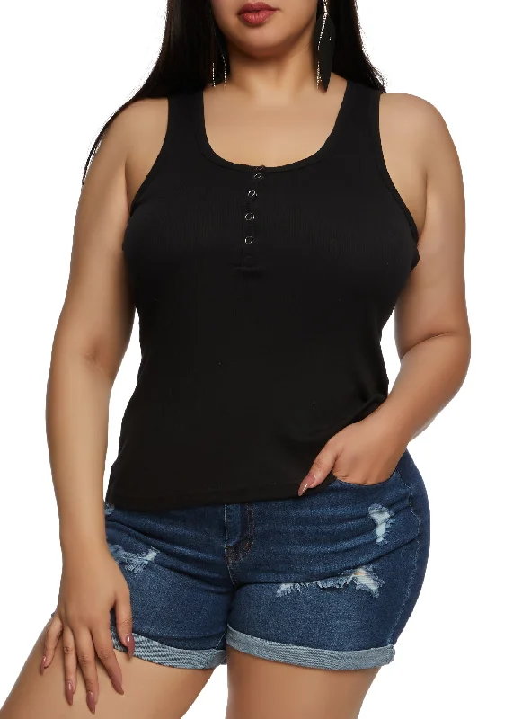 Plus Size Henley Tank Top