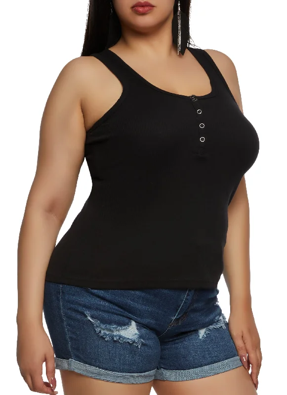 Plus Size Henley Tank Top