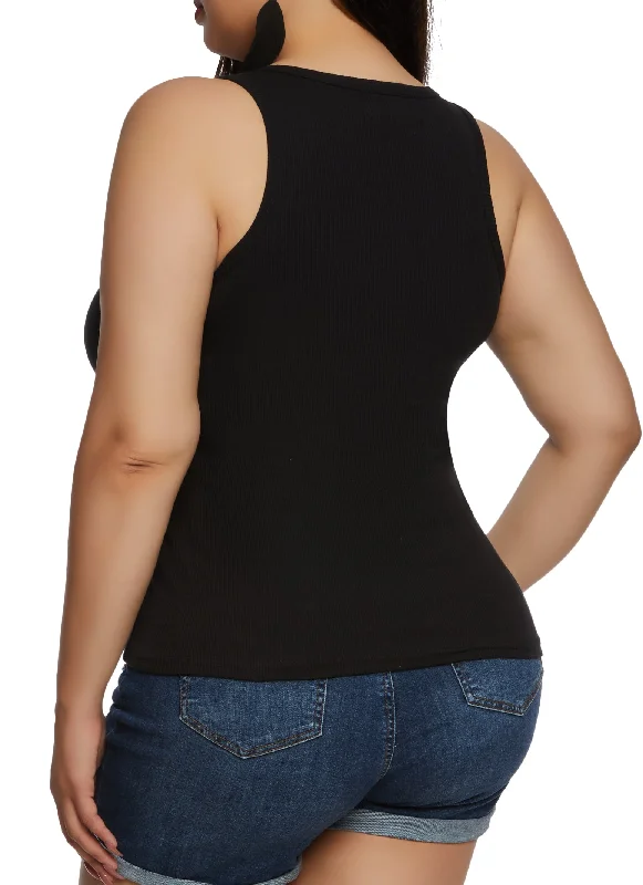 Plus Size Henley Tank Top