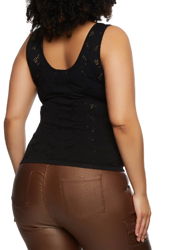 Plus Size Laser Cut Seamless Tank Top