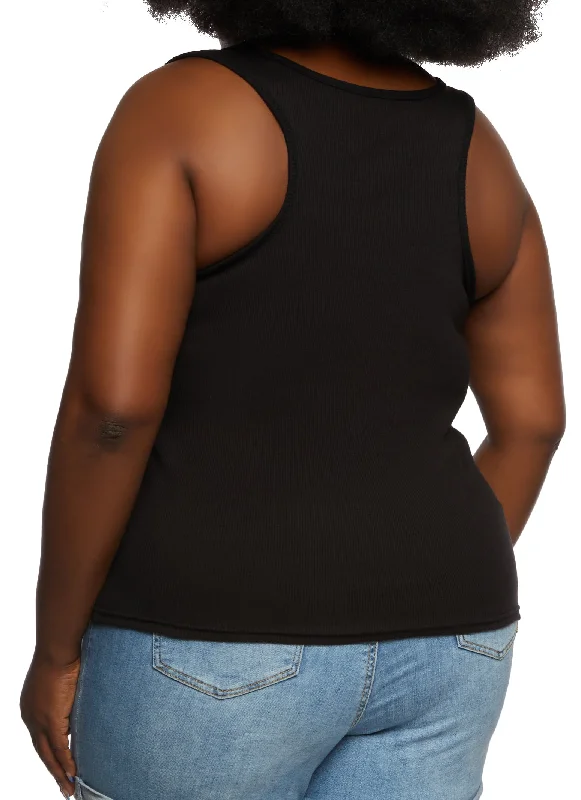 Plus Size Rib Knit Racerback Tank Top