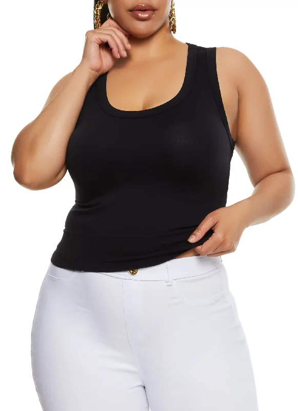 Plus Size Seamless Scoop Neck Tank Top