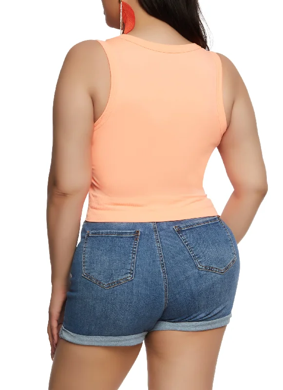 Plus Size Seamless Scoop Neck Tank Top