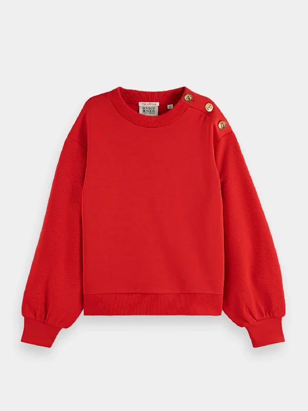 Crewneck sweatshirt with button detail