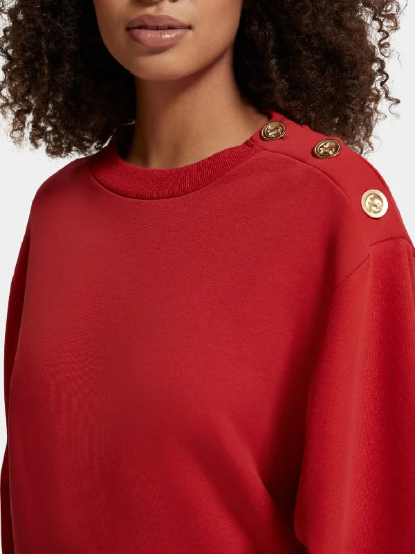 Crewneck sweatshirt with button detail