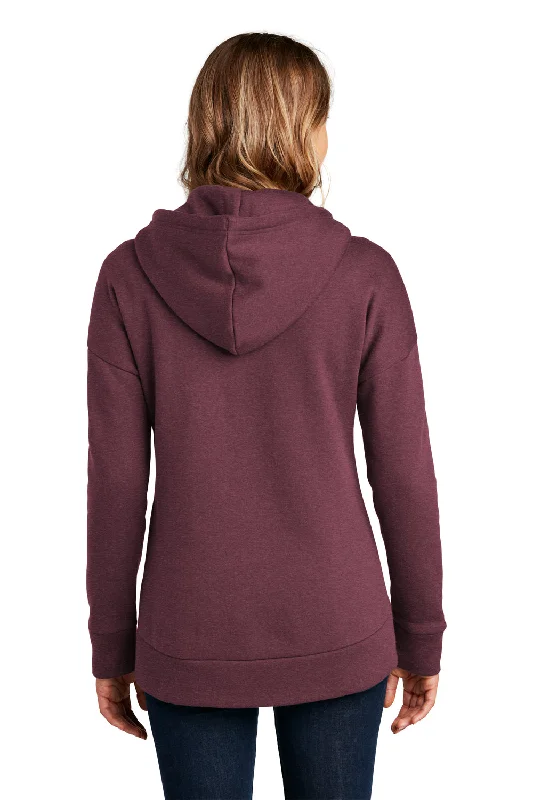 District Womens Perfect Weight Fleece Full Zip Hooded Sweatshirt Hoodie - Heather Loganberry