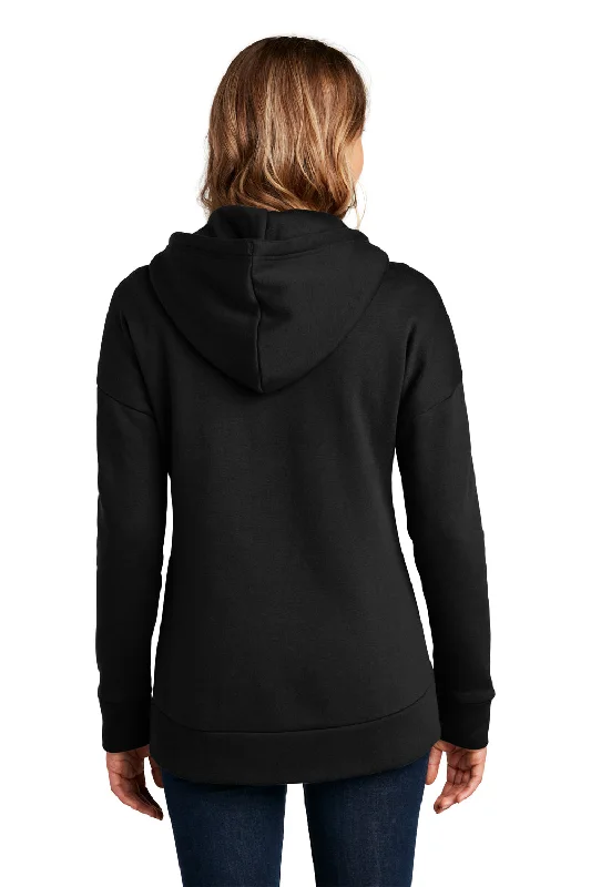 District Womens Perfect Weight Fleece Full Zip Hooded Sweatshirt Hoodie - Jet Black