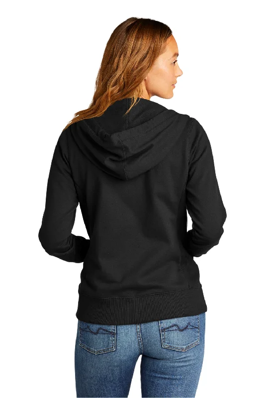 District Womens Re-Fleece Full Zip Hooded Sweatshirt Hoodie - Black