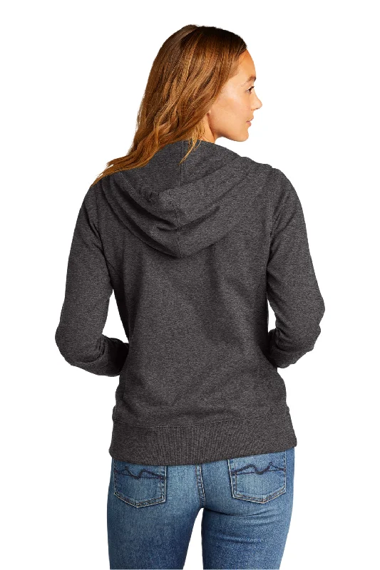 District Womens Re-Fleece Full Zip Hooded Sweatshirt Hoodie - Heather Charcoal Grey