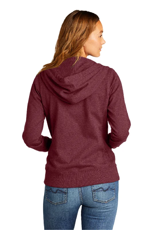 District Womens Re-Fleece Full Zip Hooded Sweatshirt Hoodie - Heather Maroon