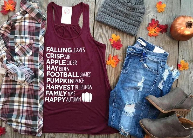 Falling Leaves Tank | Burgundy** - Final Sale