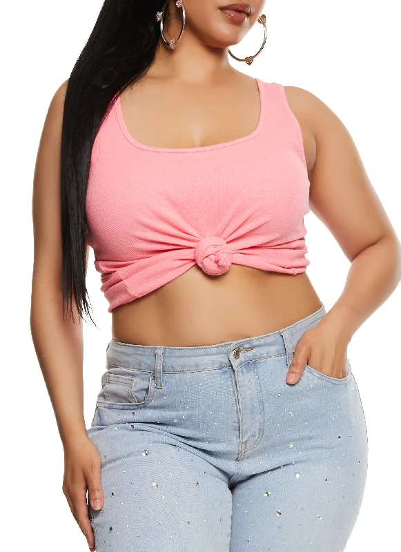 Plus Size Rib Knit Racerback Tank Top