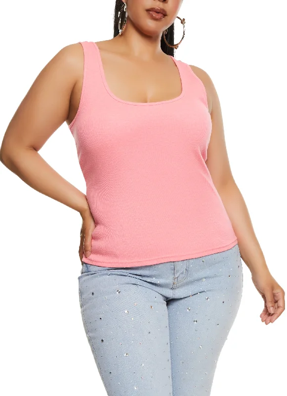 Plus Size Rib Knit Racerback Tank Top