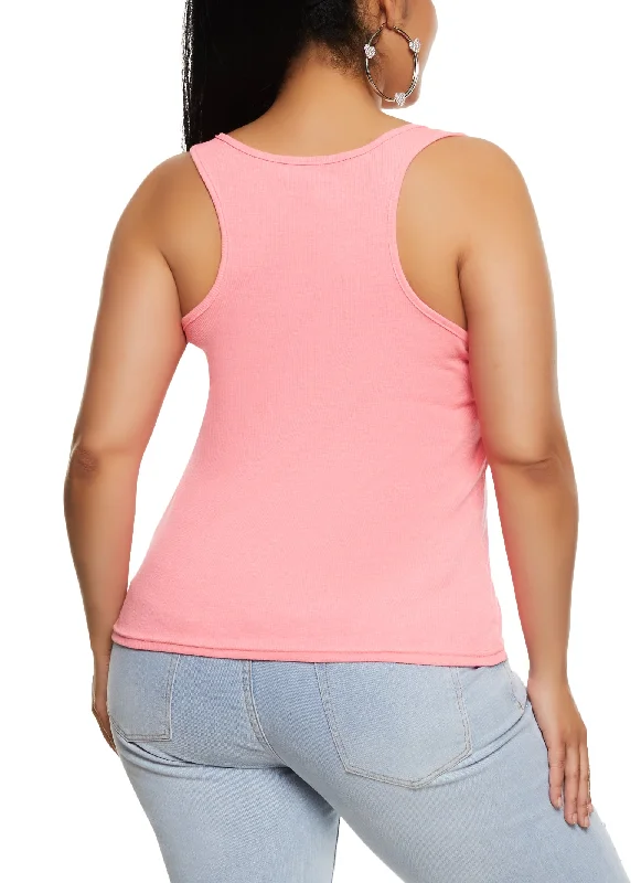 Plus Size Rib Knit Racerback Tank Top