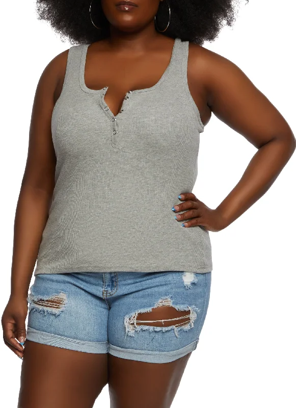 Plus Size Henley Tank Top