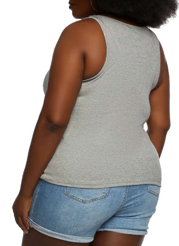 Plus Size Henley Tank Top