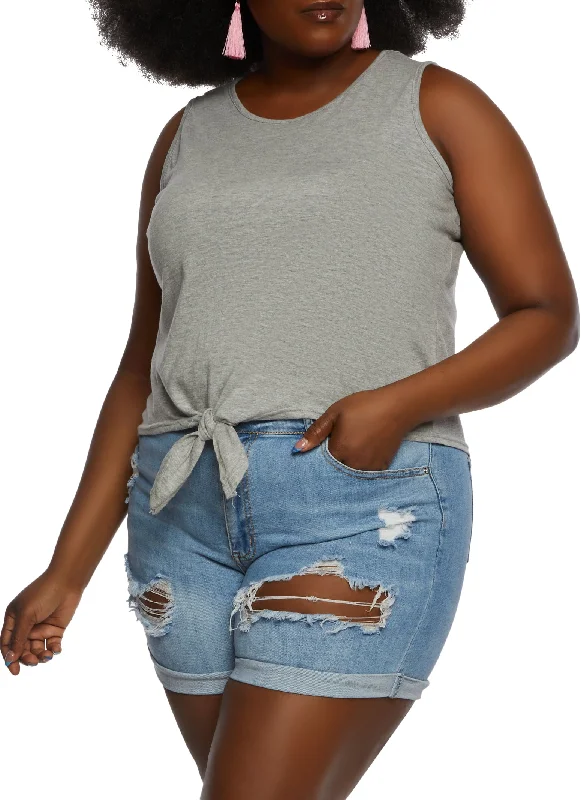 Plus Size Tie Front Tank Top