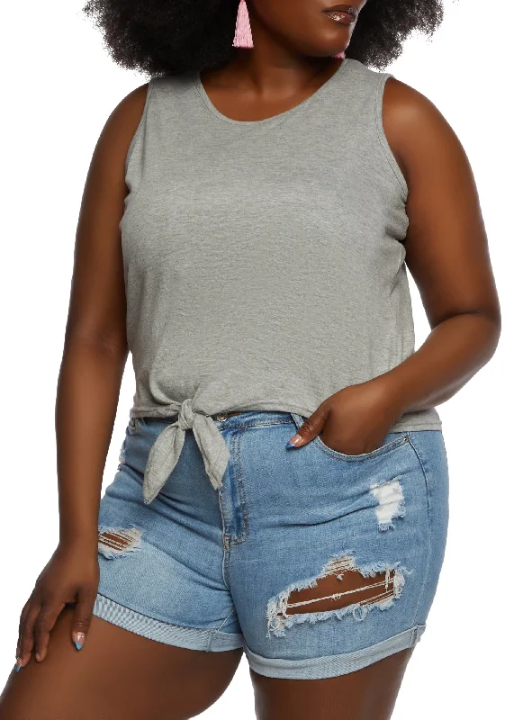 Plus Size Tie Front Tank Top