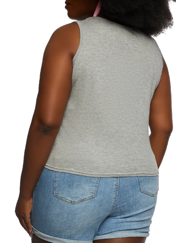 Plus Size Tie Front Tank Top