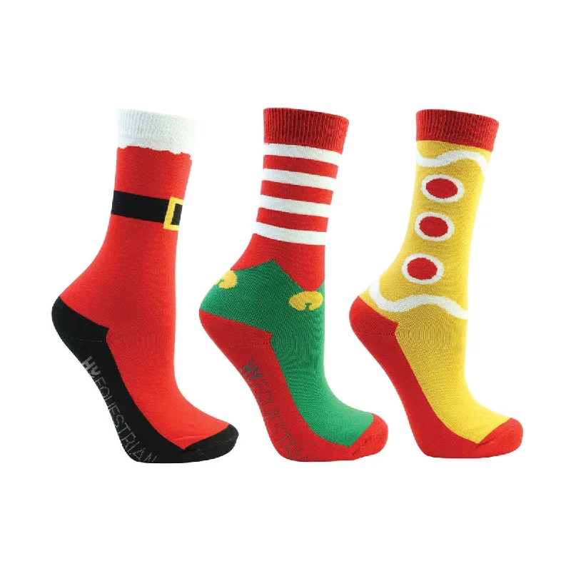 Hy Childrens/Kids Festive Feet Christmas Socks (Pack of 3)