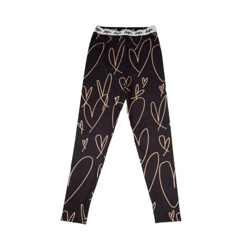 Hype Girls Scribble Heart Leggings