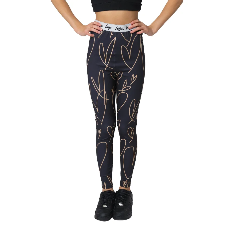 Hype Girls Scribble Heart Leggings