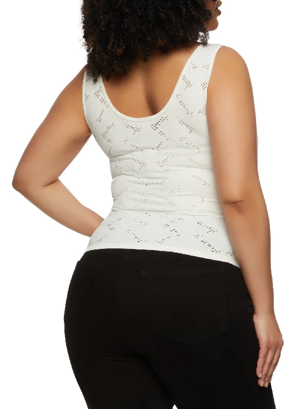 Plus Size Laser Cut Seamless Tank Top