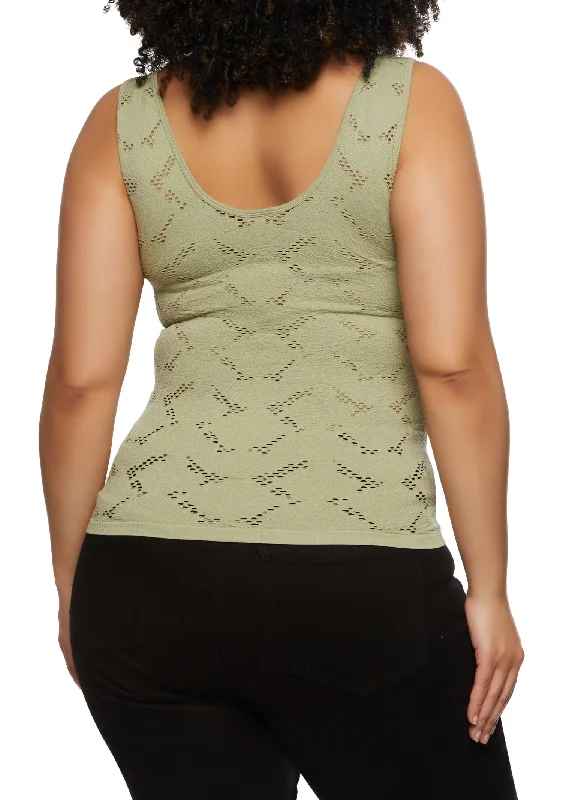 Plus Size Laser Cut Seamless Tank Top