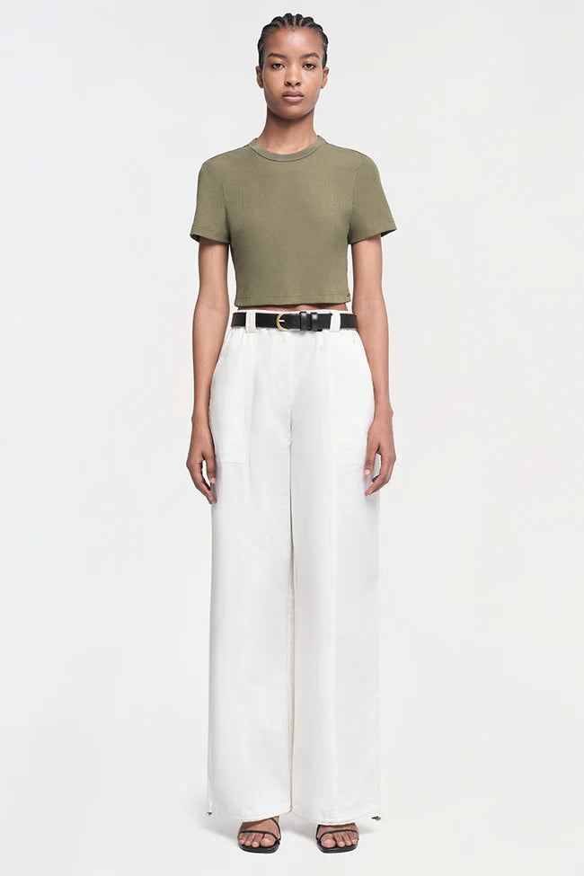 Jonathan Simkhai CInta Cropped Tee Army Green