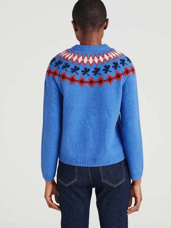 Jovie Lambswool Fair Isle Cardigan - Periwinkle Blue