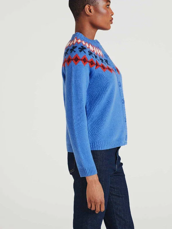 Jovie Lambswool Fair Isle Cardigan - Periwinkle Blue