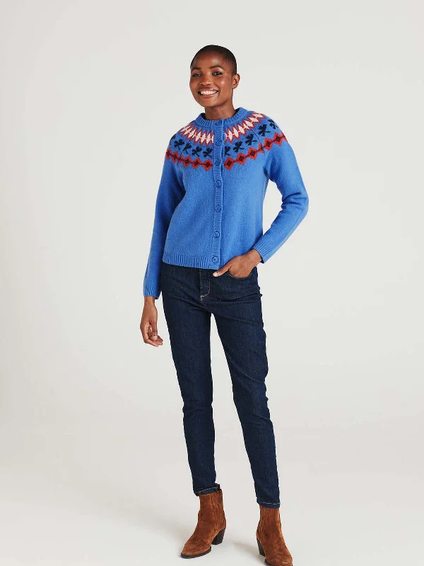 Jovie Lambswool Fair Isle Cardigan - Periwinkle Blue