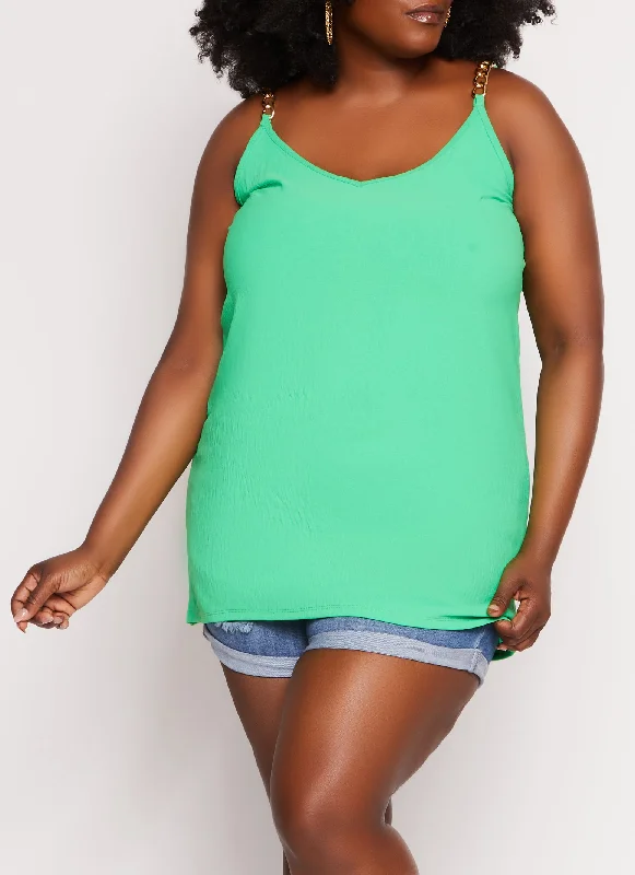 Plus Size Basic Chain Strap Cami