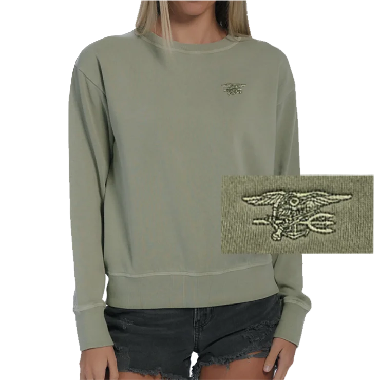 Ladies Sage Trident Garment Dyed Fleece Crew Sweatshirt