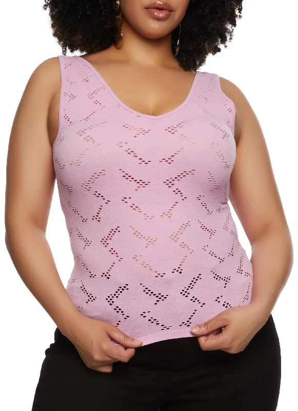 Plus Size Laser Cut Seamless Tank Top