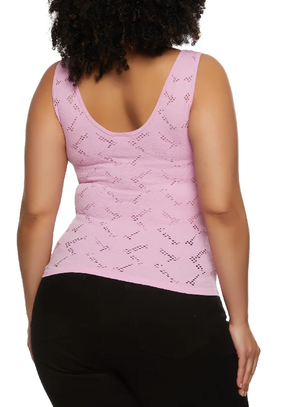 Plus Size Laser Cut Seamless Tank Top