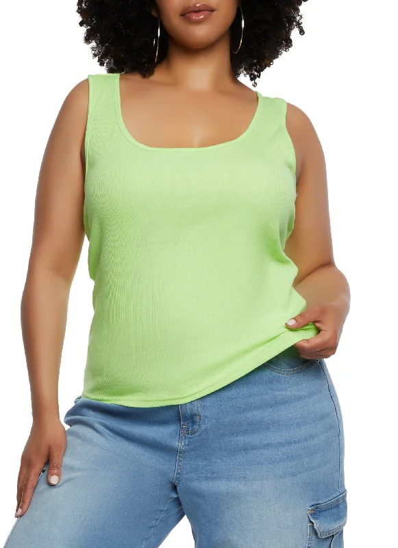 Plus Size Rib Knit Racerback Tank Top