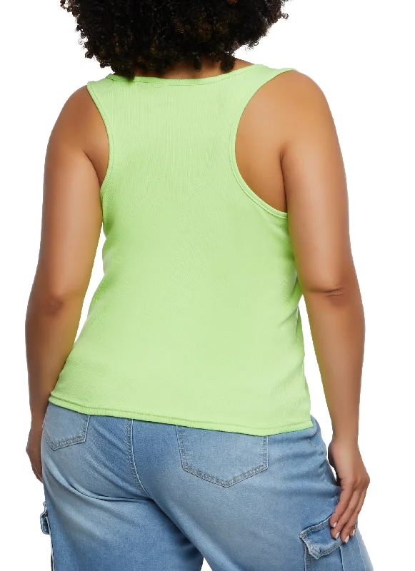 Plus Size Rib Knit Racerback Tank Top