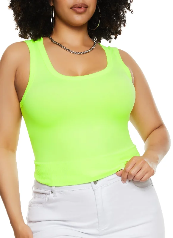 Plus Size Seamless Scoop Neck Tank Top