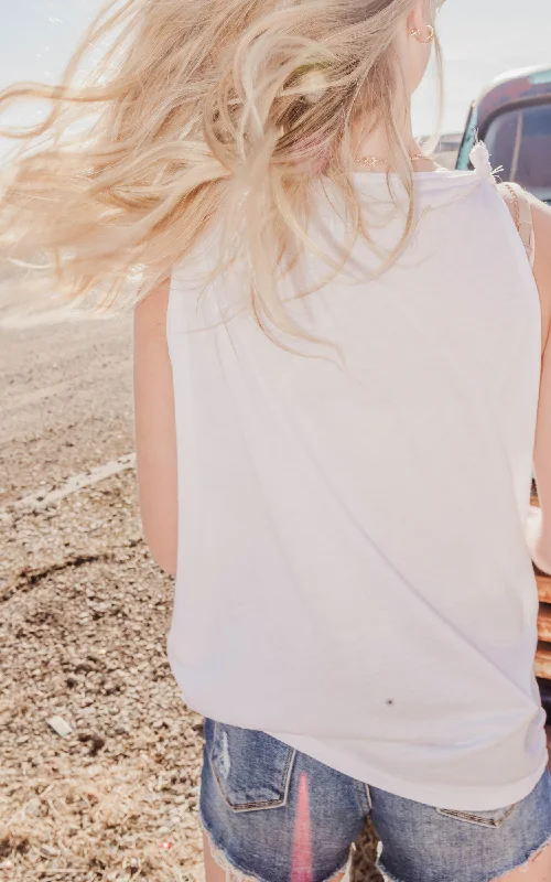 Mama Lightning Bolt  White Tank Slouchy Top** - Final Sale