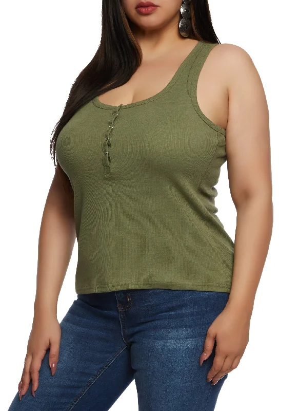 Plus Size Henley Tank Top