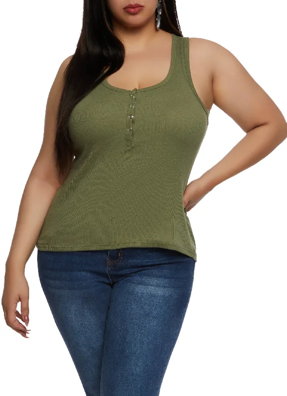 Plus Size Henley Tank Top