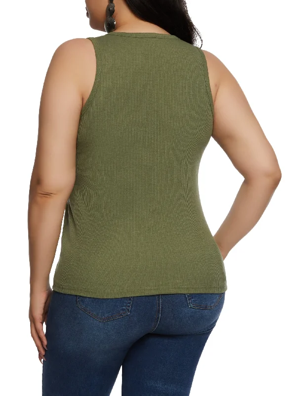 Plus Size Henley Tank Top