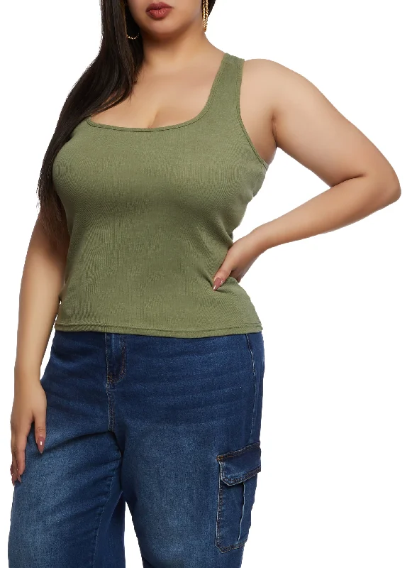 Plus Size Rib Knit Racerback Tank Top