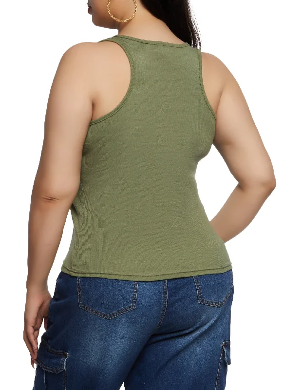 Plus Size Rib Knit Racerback Tank Top